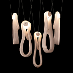 Подвесной светильник белого цвета с 6-ю изогнутыми плафонами Flow Loop варинант исполнения - 7 | Loft Concept в Ульяновске