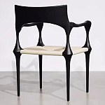 Стул дизайнерский с плетеным сидением Kronos Dining Chair Black варинант исполнения - 5 | Loft Concept в Ульяновске