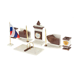 Настольный письменный набор из мрамора и лемезита с гербом и флагом России Marble Accessory варинант исполнения - 2 | Loft Concept в Ульяновске