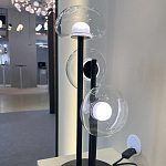 Настольная лампа с тремя прозрачными куполообразными плафонами и черным металлическим основанием Flos Wireline Lighting варинант исполнения - 4 | Loft Concept в Ульяновске