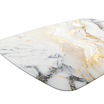 Обеденный стол с прямоугольной столешницей из стекла на черных металлических ножках White Marble варинант исполнения - 4 | Loft Concept в Ульяновске