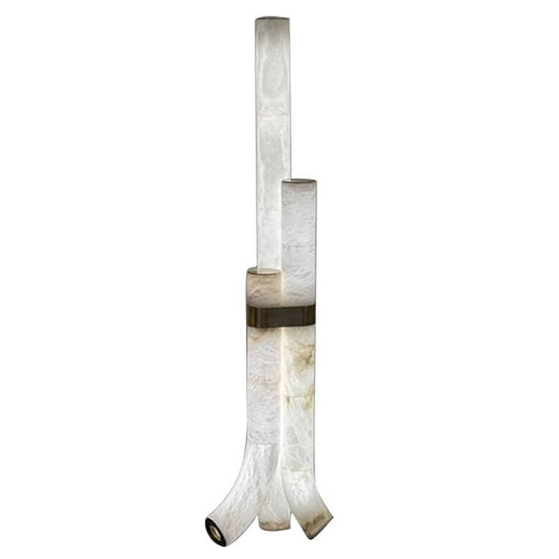 Торшер геометрический с тремя мраморными плафонами Marble Tripod Белый в Ульяновске | Loft Concept 