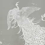 Обои ручная роспись в стиле Арт-деко Whistler Peacocks Special Colourway on Pale Grey dyed silk варинант исполнения - 1 | Loft Concept в Ульяновске