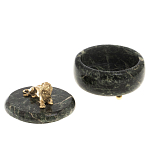 Шкатулка из натурального камня змеевик с фигуркой льва Stone Casket варинант исполнения - 3 | Loft Concept в Ульяновске