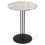 Стол журнальный с круглой столешницей из стекла Gray and Gold Marble варинант исполнения - 1 | Loft Concept в Ульяновске