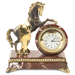 Часы настольные бронзовые с декором в виде коня Horse Stone Clock варинант исполнения - 1 | Loft Concept в Ульяновске