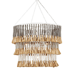 Люстра трехъярусная с декором из круглых деревянных бусин с кисточками Gray Brown Wooden Beads Chandelier варинант исполнения - 2 | Loft Concept в Ульяновске