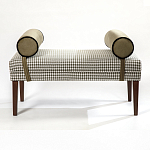 Банкетка Banquette PIED DE POULE с принтом гусиная лапка и бежевыми подлокотниками  варинант исполнения - 3 | Loft Concept в Ульяновске