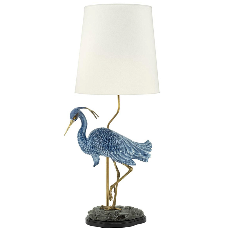 Настольная лампа ABHIKA LAMPTABLE HERON Голубой Золотой в Ульяновске | Loft Concept 