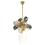 Люстра подвесная со стеклянными плафонами из дымчатого и золотистого с шестью вертикальными подвесками Gilded Mirage  варинант исполнения - 5 | Loft Concept в Ульяновске