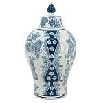 Ваза с крышкой и голубым цветочным рисунком на белом фоне Blue & White Ornament варинант исполнения - 2 | Loft Concept в Ульяновске