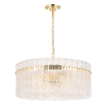 Люстра подвесная круглая с прозрачными рельефными стеклянными вставками и золотым основанием Textured Glass Chandelier варинант исполнения - 1 | Loft Concept в Ульяновске