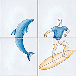 Плитка с узором Дельфин Серфингист варинант исполнения - 2 | Loft Concept в Ульяновске