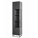 Шкаф-витрина цвета графит с полками и стеклянной дверью Strict Lines варинант исполнения - 1 | Loft Concept в Ульяновске