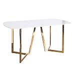 Стол обеденный белый с золотыми глянцевыми ножками Laconic White Table варинант исполнения - 1 | Loft Concept в Ульяновске