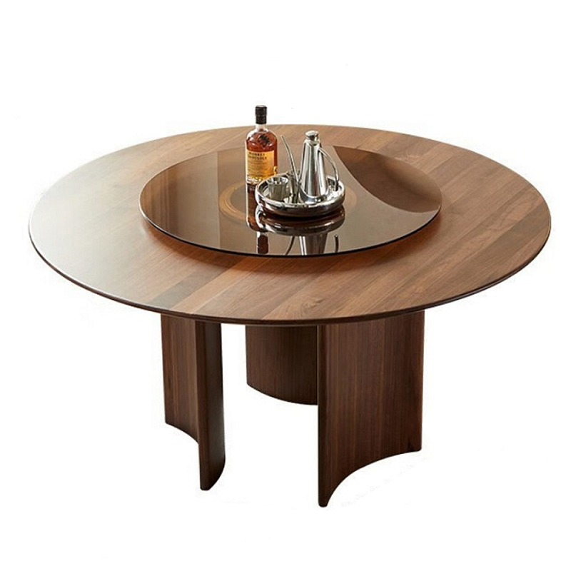 Стол обеденный круглый с двойной столешницей Walnut Wood Table Орех Стол обеденный круглый с двойной столешницей Walnut Wood Table Орех в Ульяновске | Loft Concept