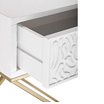 Приставной столик с выдвижным ящиком  White Table Carved Pattern варинант исполнения - 3 | Loft Concept в Ульяновске