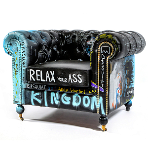 Кресло "Баския и Уорхол" Basquiat Warhol graffiti chair натуральная кожа