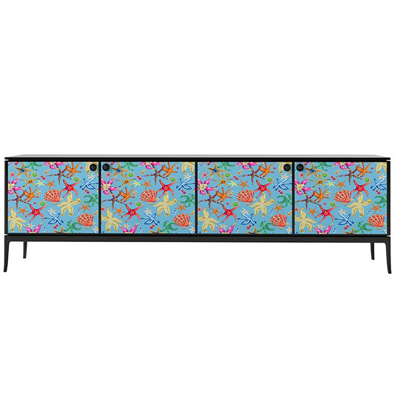 Stiletto Sideboard Blue nautical print Голубой Черный матовый в Ульяновске | Loft Concept 