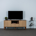 ТВ-тумба бежевая из массива бука с 2-мя дверками и ящиком Wenge Light варинант исполнения - 5 | Loft Concept в Ульяновске