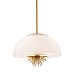 Подвесной светильник золотого цвета с полусферическим опаловым плафоном и декоративным элементом Elstead Lighting варинант исполнения - 1 | Loft Concept в Ульяновске