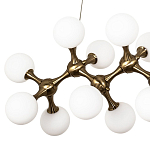 Линейная люстра с плафонами из стеклянных шаров Pearls Suspension Linear Brass Chandelier варинант исполнения - 2 | Loft Concept в Ульяновске