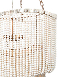 Трехъярусная люстра с подвесками из круглых деревянных бусин белая White Beads Three-tier Chandelier  варинант исполнения - 6 | Loft Concept в Ульяновске