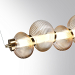 Подвесной светильник линейный с 7-ю рифлеными стеклянными шарами Marcelh Light варинант исполнения - 5 | Loft Concept в Ульяновске