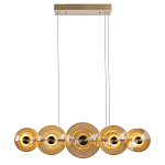 Люстра подвесная светодиодная со стеклянными плафонами янтарного цвета в форме дисков Savio Glass Disc варинант исполнения - 2 | Loft Concept в Ульяновске