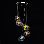 Люстра каскадная с 5-ю разноцветными стеклянными плафонами Kaleido варинант исполнения - 3 | Loft Concept в Ульяновске