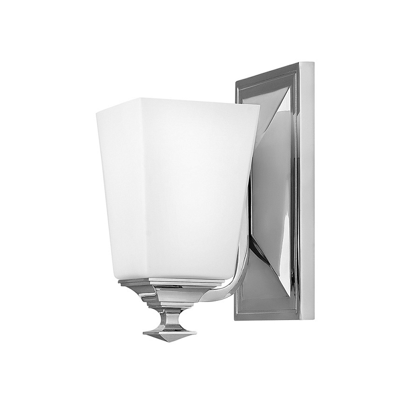 Бра с белым матовым плафоном на прямоугольном основании цвета хром Hinkley Хром Белый в Ульяновске | Loft Concept 