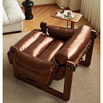 Кресло-диван кожаное на деревянном каркасе Medieval Furniture варинант исполнения - 1 | Loft Concept в Ульяновске