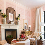 Обои ручная роспись Jharokha Arches Original colourway on pink painted Xuan paper варинант исполнения - 3 | Loft Concept в Ульяновске