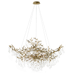 Подвесная люстра в виде ветвей деревьев золотого цвета с прозрачными подвесками-каплями 10 и 14 ламп Droplet Chandelier варинант исполнения - 1 | Loft Concept в Ульяновске