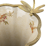 Ваза голубого цвета из фарфора с цветочным рисунком и бронзовой стрекозой Blue Garden варинант исполнения - 1 | Loft Concept в Ульяновске