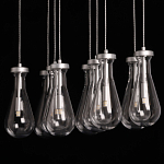 Люстра с 9-ю прозрачными плафонами из стекла в форме капли на прямоугольном потолочном основании цвета хром Lucid Rain  варинант исполнения - 9 | Loft Concept в Ульяновске