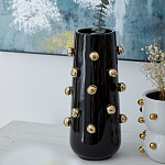 Ваза черная цилиндрическая с глянцевым покрытием и золотыми декоративными элементами Molecule Collection варинант исполнения - 3 | Loft Concept в Ульяновске