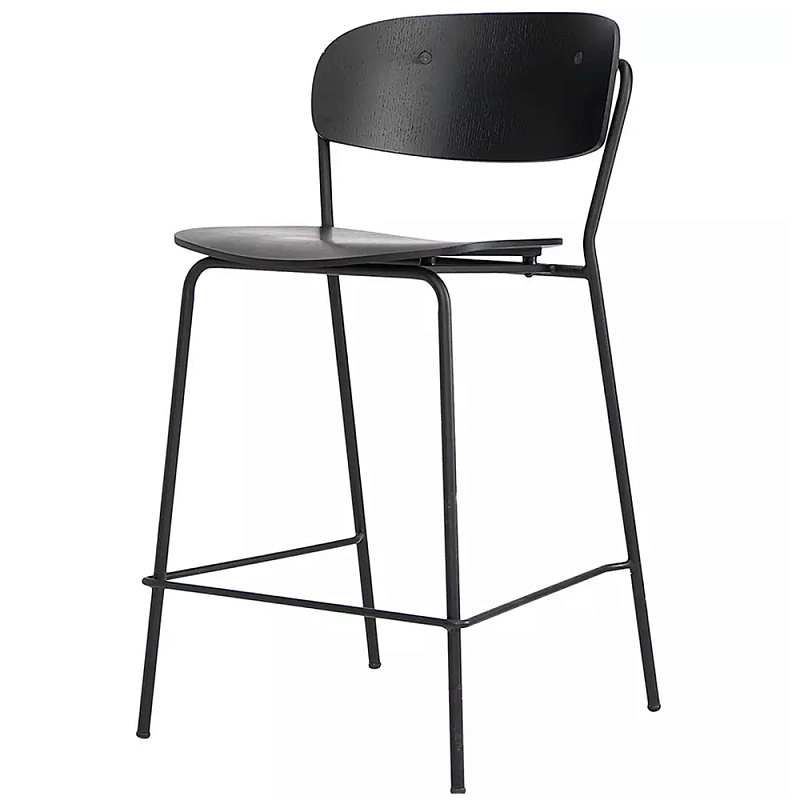 Стул полубарный на железных ножках Chair Space Arrangement без подлокотников Орех Черный Стул полубарный на железных ножках Chair Space Arrangement без подлокотников Орех Черный в Ульяновске | Loft Concept