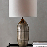 Настольная лампа керамическая с тканевым цилиндрическим абажуром Bullet варинант исполнения - 3 | Loft Concept в Ульяновске