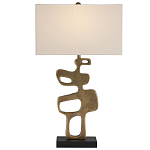 Настольная лампа с фигурным каркасом и прямоугольным тканевым абажуром Brutalist Profile варинант исполнения - 3 | Loft Concept в Ульяновске