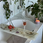 Поднос для ванны из эпоксидной смолы с цветами белая Epoxy Resin Flowers Bath Tray White варинант исполнения - 2 | Loft Concept в Ульяновске