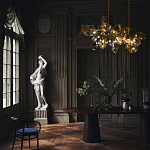 Люстра подвесная с 18-ю стеклянными плафонами с вертикальными подвесками Gilded Mirage  варинант исполнения - 9 | Loft Concept в Ульяновске