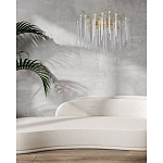 Люстра золотого цвета с декоративными ветками и длинными прозрачными стеклянными подвесами в форме сосулек Droplet Chandelier варинант исполнения - 12 | Loft Concept в Ульяновске