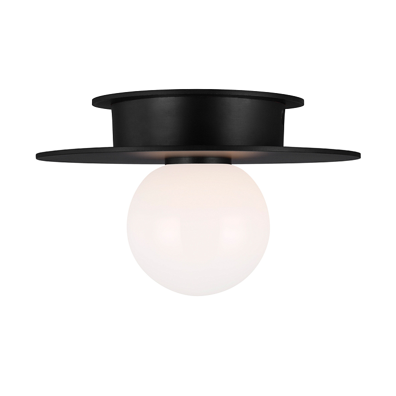 Потолочный светильник с шарообразным плафоном из белого матового стекла Generation Lighting Черный Белый в Ульяновске | Loft Concept 