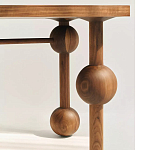 Обеденный стол деревянный с круглыми декоративными элементами на ножках Koko варинант исполнения - 1 | Loft Concept в Ульяновске