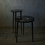 Круглый журнальный столик со столешницей из эпоксидной смолы Epoxy Resin Flowers Coffee Table варинант исполнения - 5 | Loft Concept в Ульяновске