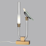 Настольная лампа с прозрачной трубкой и декоративной фигуркой птицы на бронзовой подставке Ganthea варинант исполнения - 3 | Loft Concept в Ульяновске