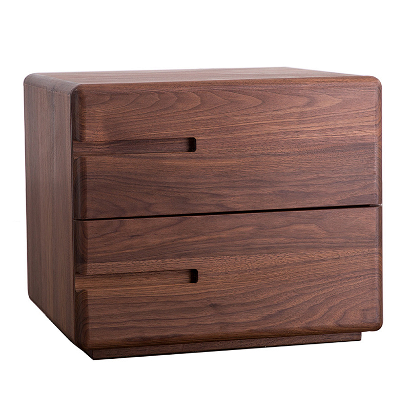 Прикроватный столик деревянный с 2-мя ящиками Moon Walnut Furniture Орех Прикроватный столик деревянный с 2-мя ящиками Moon Walnut Furniture Орех в Ульяновске | Loft Concept