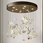 Люстра каскадная с белыми цветами и птицами Takeoff варинант исполнения - 2 | Loft Concept в Ульяновске
