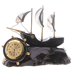 Часы настольные в виде парусника из натурального камня Обсидиан Sailboat Stone Clock варинант исполнения - 4 | Loft Concept в Ульяновске